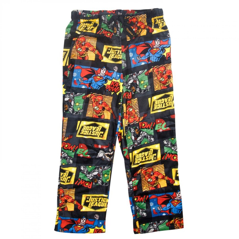 DC Justice League Holiday Pannels Men's Sleep Pants Multi-Color Large Pajama New